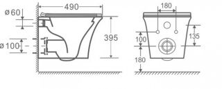 Унитаз CeramaLux 2622E подвесной с сиденьем Микролифт